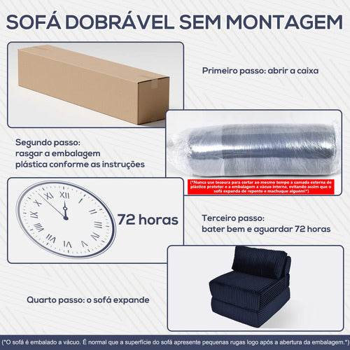 Sofa Cama 3em1 Solteiro Sofa Cama Dobravel Embalado Em Caixa