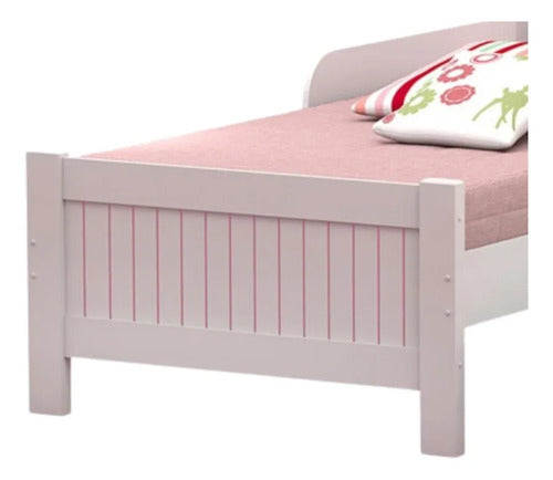 Cama Solteiro William Branco/rosa