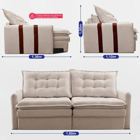 Sofá Sem Caixa Retrátil 1,80m Soft Petit Boucle Cama Inbox