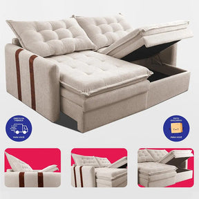 Sofá Sem Caixa Retrátil 1,80m Soft Petit Boucle Cama Inbox