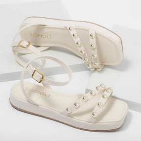 Sandália Flat Feminina Papete Confort Brilho Flatform Moda