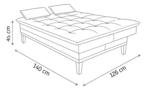 Sofá Cama 2 Lugares Confortável Reclinável 140cm Pés Madeira