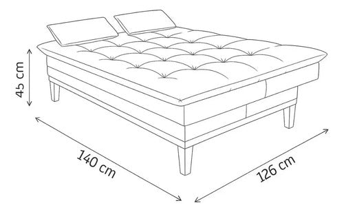 Sofá Cama 2 Lugares Confortável Reclinável 140cm Pés Madeira