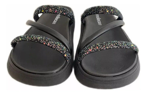 Chinelo Feminina Moleca Strass Brilhosa Macia Papete Flat