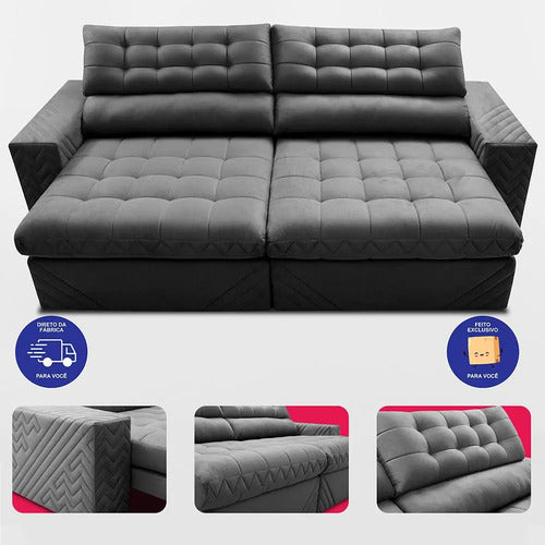 Sofá Retrátil 2,30m Molas Ensacadas Max Spring. Cama Inbox