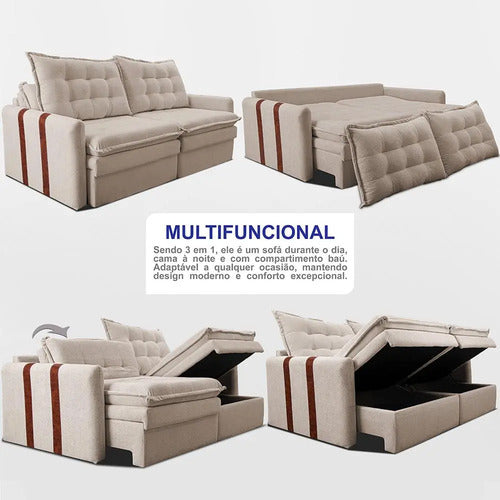 Sofá Sem Caixa Retrátil 1,80m Soft Petit Boucle Cama Inbox