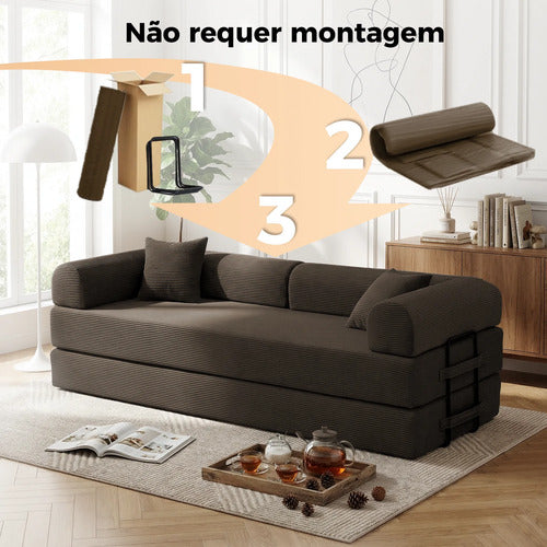 Sofá Cama 3 Lugares Retrátil Reclinável Multifuncional 2,00m