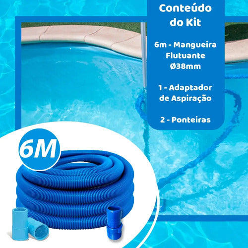 Kit Limpeza De Piscina Aspirador Escova Cabo Mangueira 6m