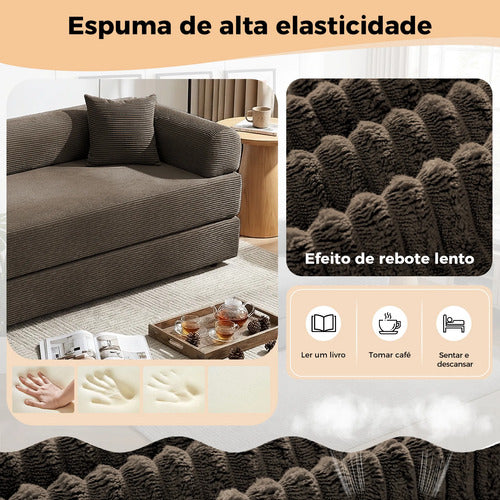 Sofá Cama 3 Lugares Retrátil Reclinável Multifuncional 2,00m