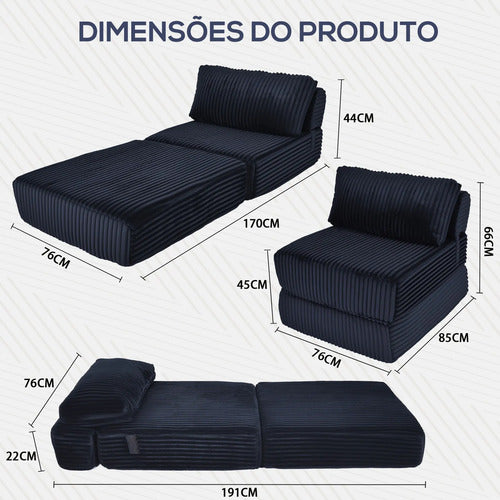 Sofa Cama 3em1 Solteiro Sofa Cama Dobravel Embalado Em Caixa