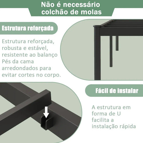 Cama De Ferro Solteiro Cabeceira E Espago, Resistente