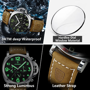 Relógio de Pulso Masculino Militar de Quartzo com Luminoso