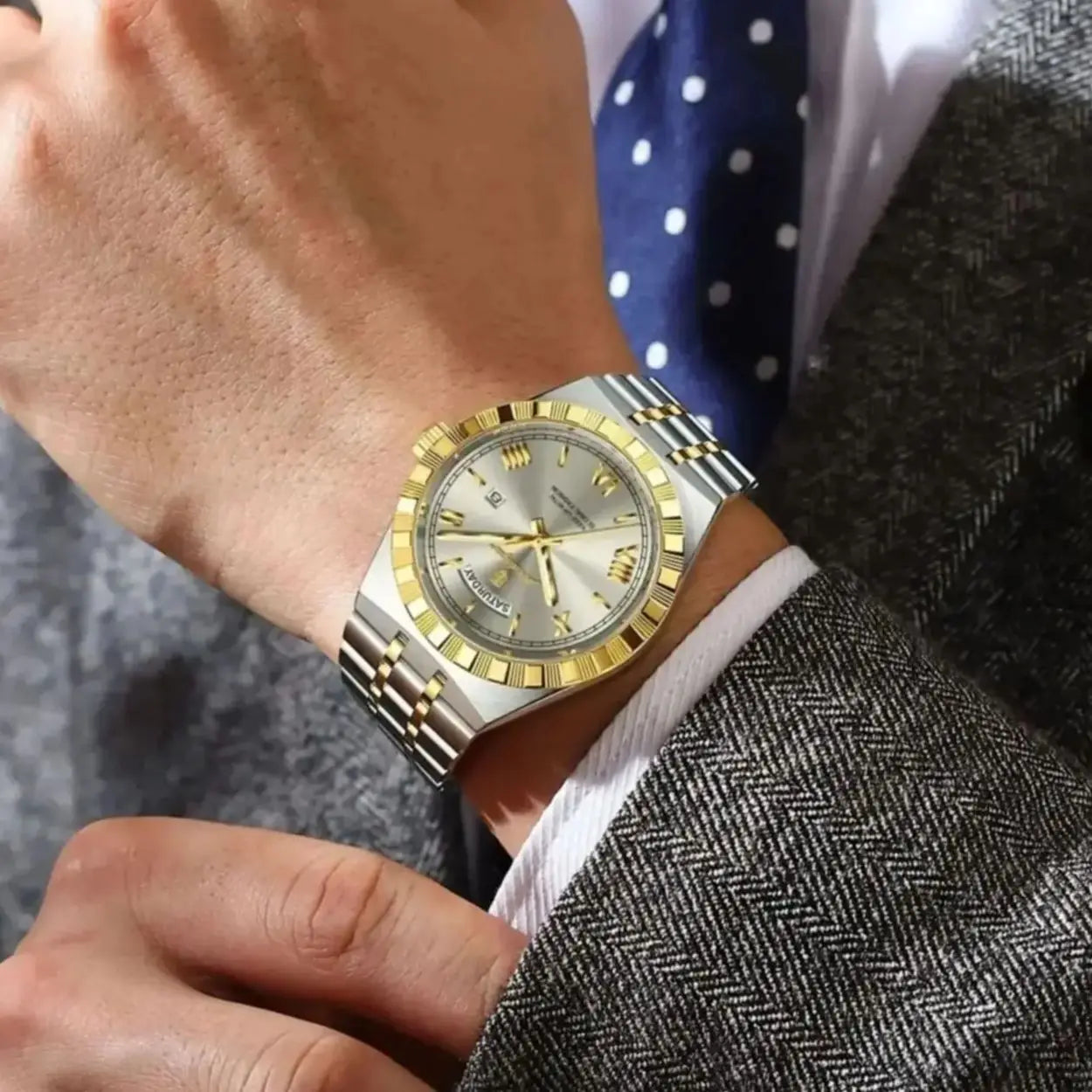 Relógio de Pulso Masculino Elegante de Quartzo com Calendário – Modelo 27