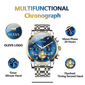 Relógio de Pulso Masculino Elegante de Quartzo com Cronógrafo