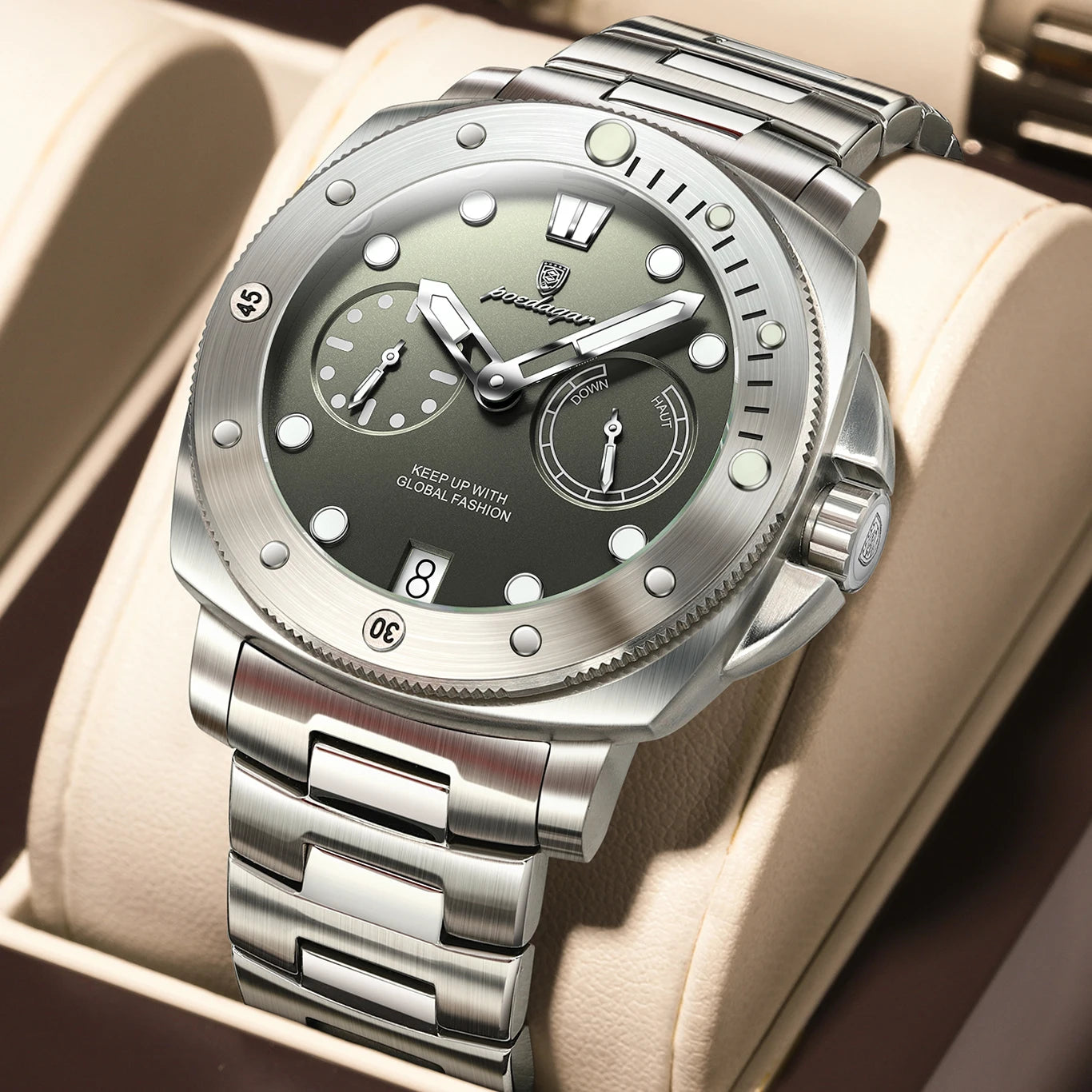 Relógio de Pulso Masculino Elegante de Quartzo com Luminoso – Modelo 14