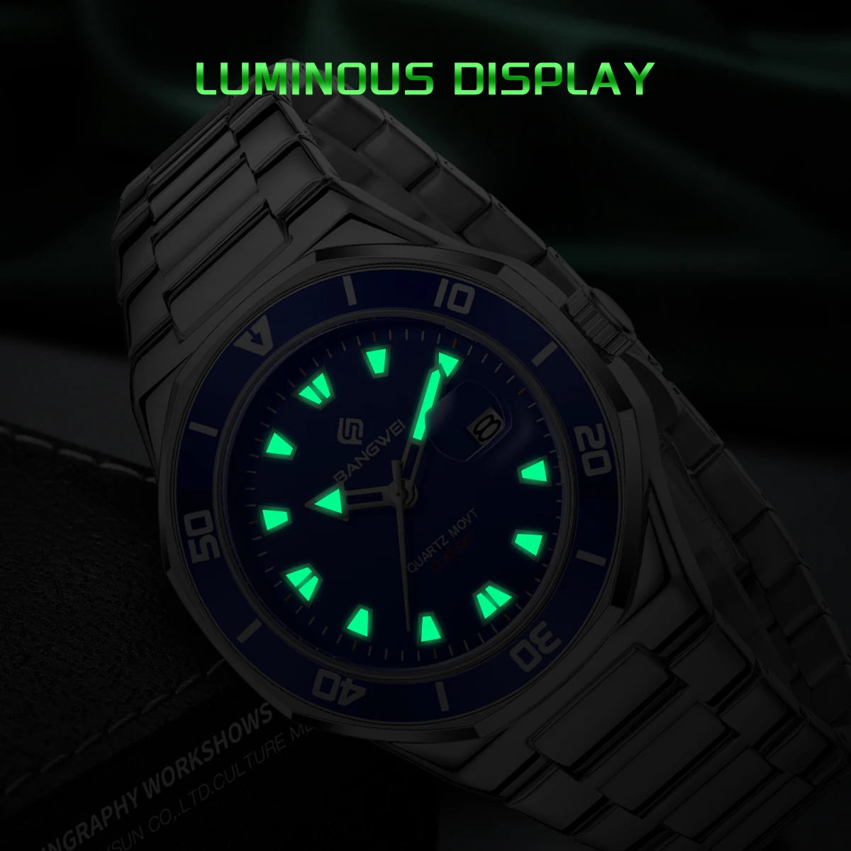Relógio de Pulso Masculino Elegante de Quartzo com Luminoso – Modelo 11