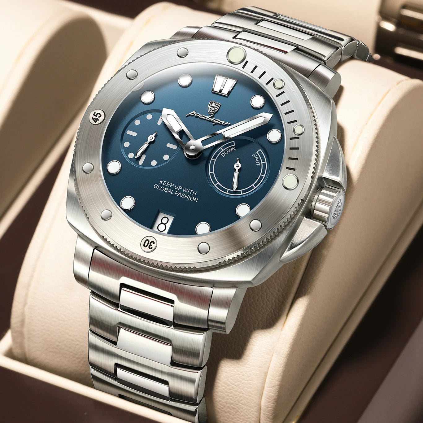 Relógio de Pulso Masculino Elegante de Quartzo com Luminoso – Modelo 14