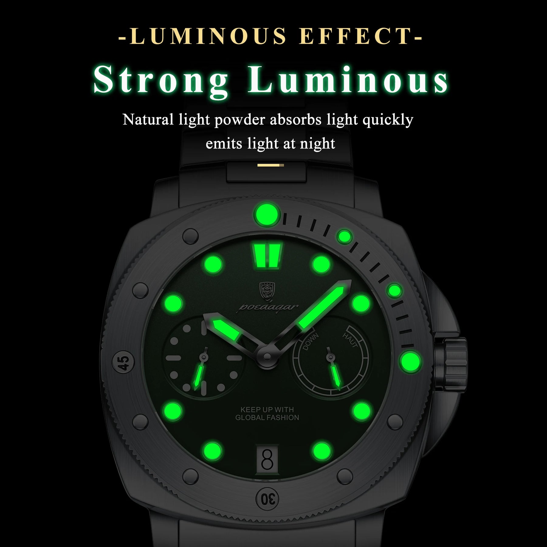 Relógio de Pulso Masculino Elegante de Quartzo com Luminoso – Modelo 14