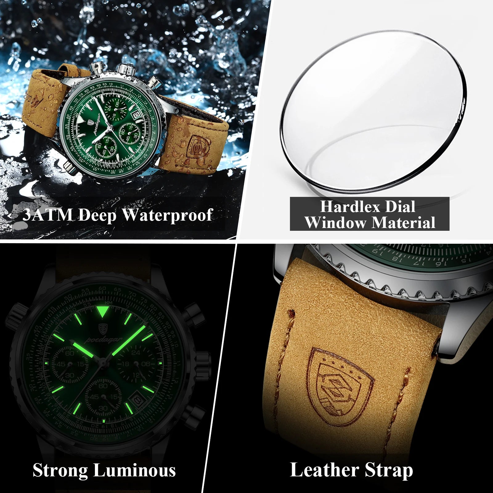 Relógio de Pulso Masculino Militar de Quartzo com Cronógrafo