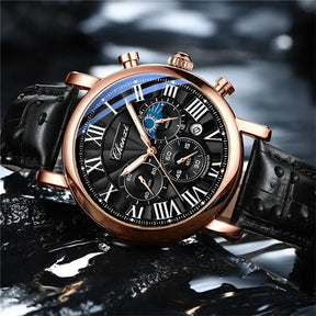 Relógio de Pulso Masculino Elegante de Quartzo com Calendário