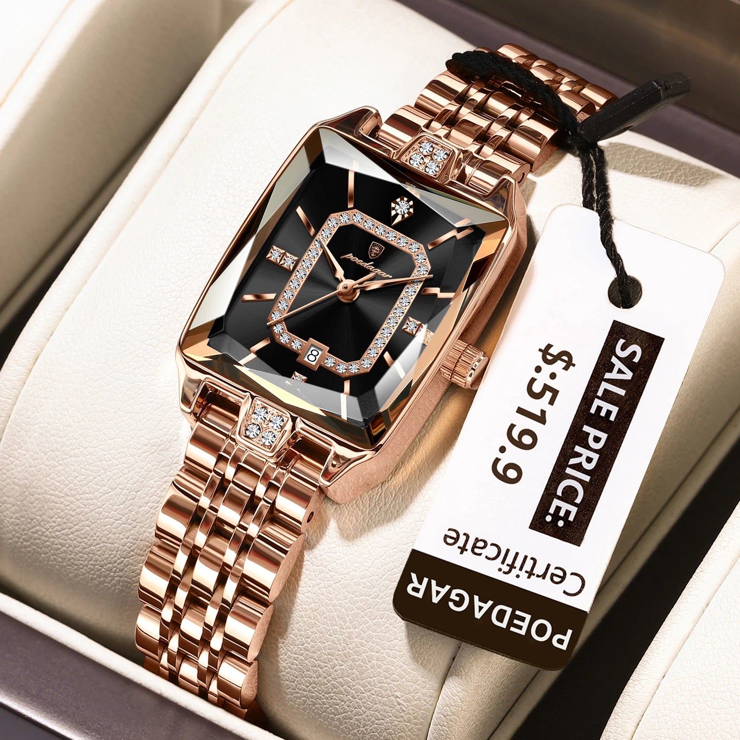 Relógio de Pulso Feminino Elegante de Quartzo com Calendário