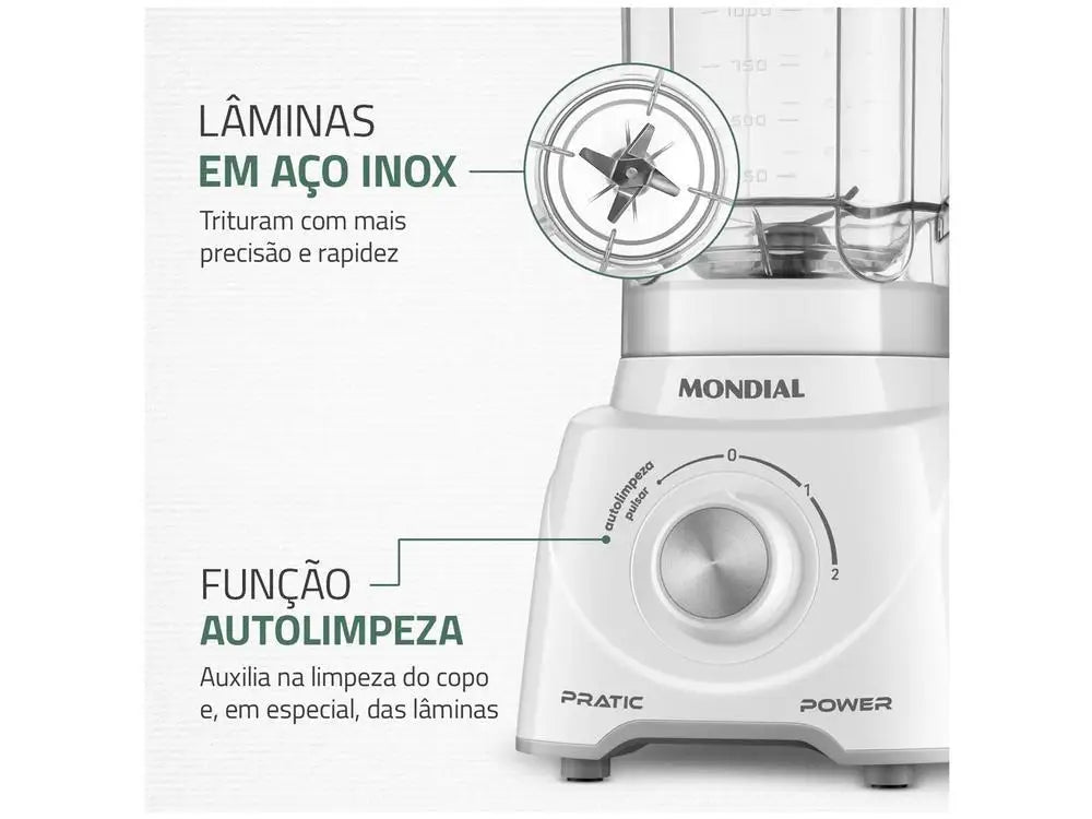 Liquidificador Mondial Pratic Power L-97-W 2 Velocidades + Pulsar 550W Branco - 220V