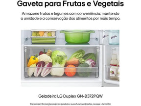 Geladeira/Refrigerador LG Frost Free Inox Duplex Branca 375L GN-B372PQW - 220V