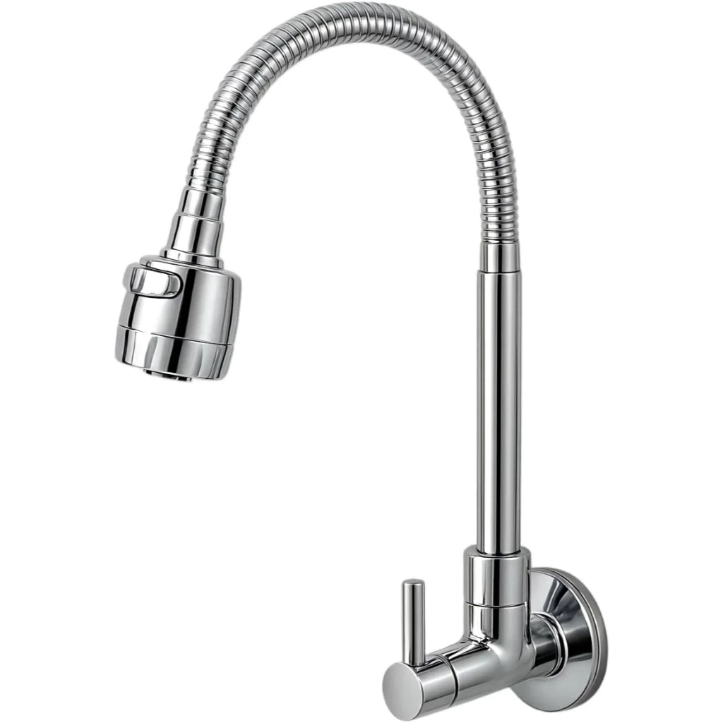 Torneira Cozinha Parede Gourmet Inox Flexível Cromada Premium Anti-corrosão Luxo
