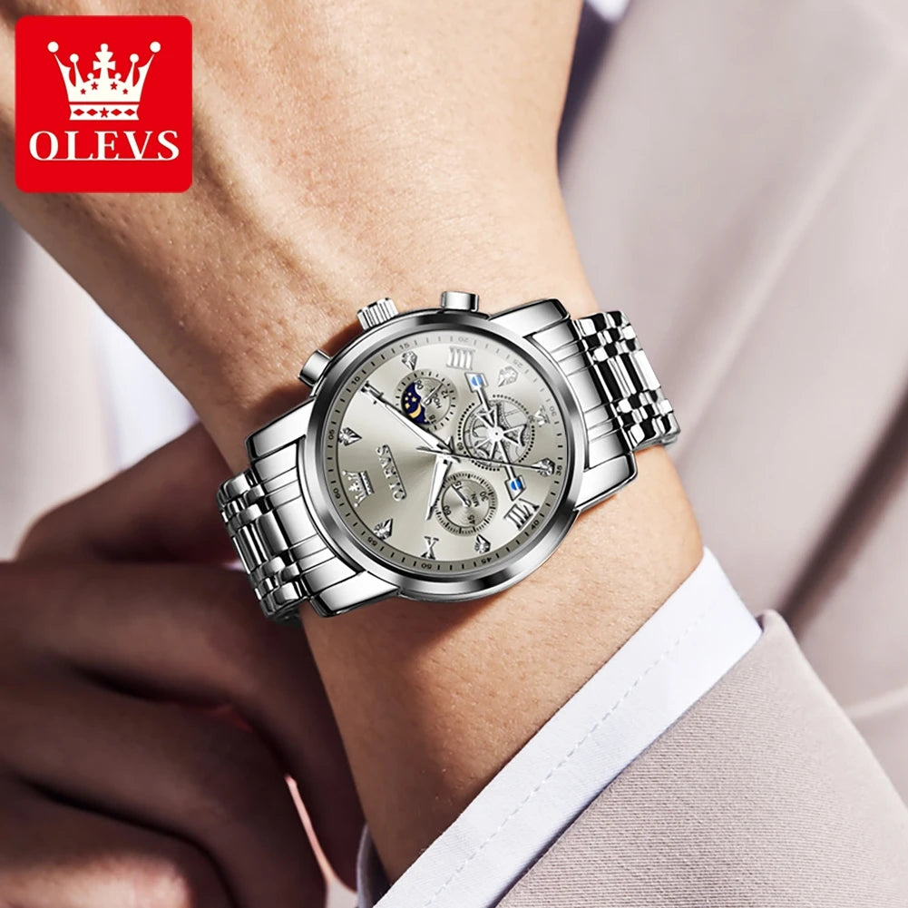 Relógio de Pulso Masculino Elegante de Quartzo com Cronógrafo