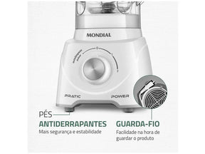 Liquidificador Mondial Pratic Power L-97-W 2 Velocidades + Pulsar 550W Branco - 220V