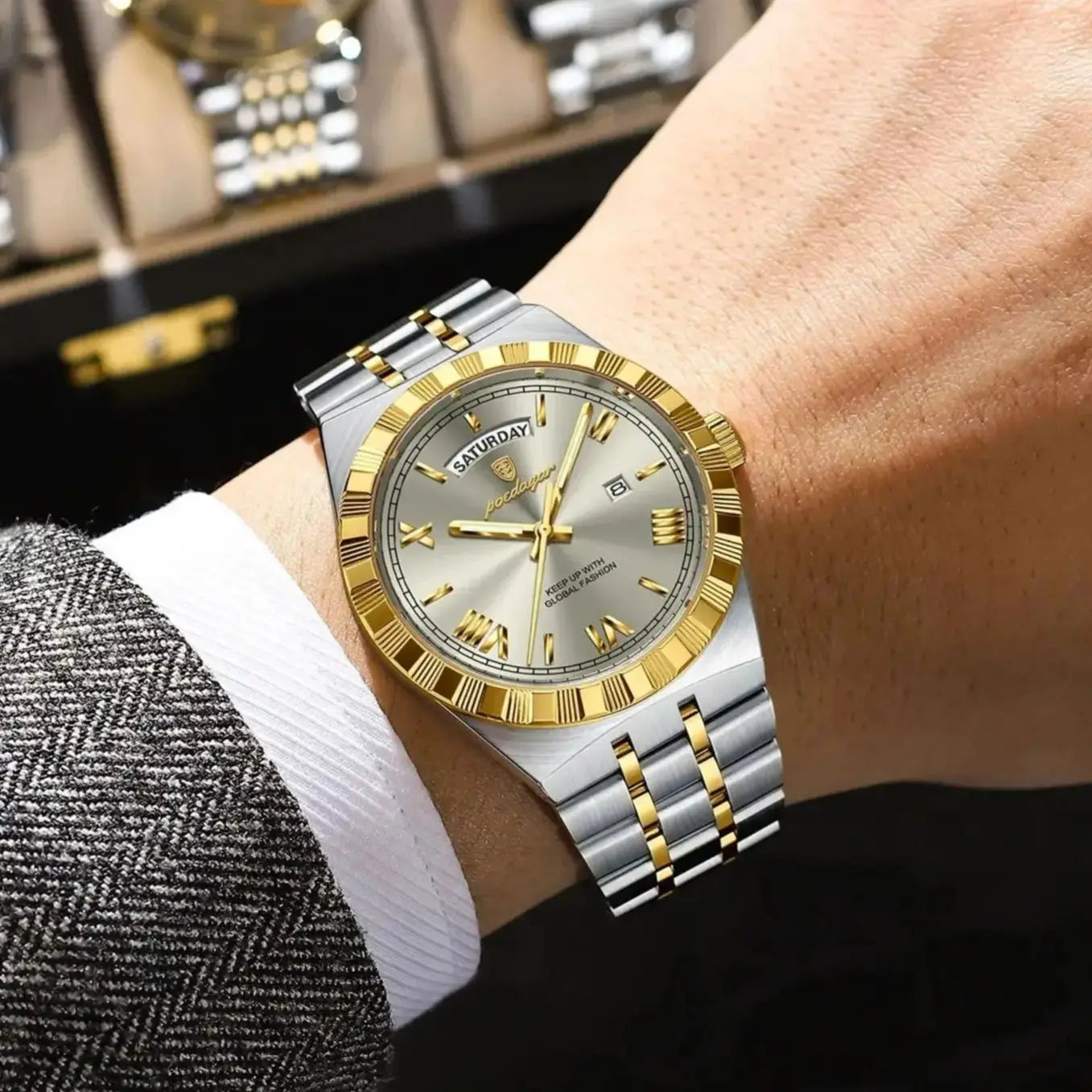 Relógio de Pulso Masculino Elegante de Quartzo com Calendário – Modelo 27