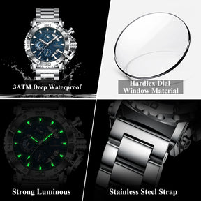 Relógio de Pulso Masculino Elegante de Quartzo com Cronógrafo – Modelo 24