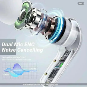 Fone de Ouvido TWS Bluetooth com Toque, Som HiFi 9D Estéreo, Redução de Ruído e Resistente à Água