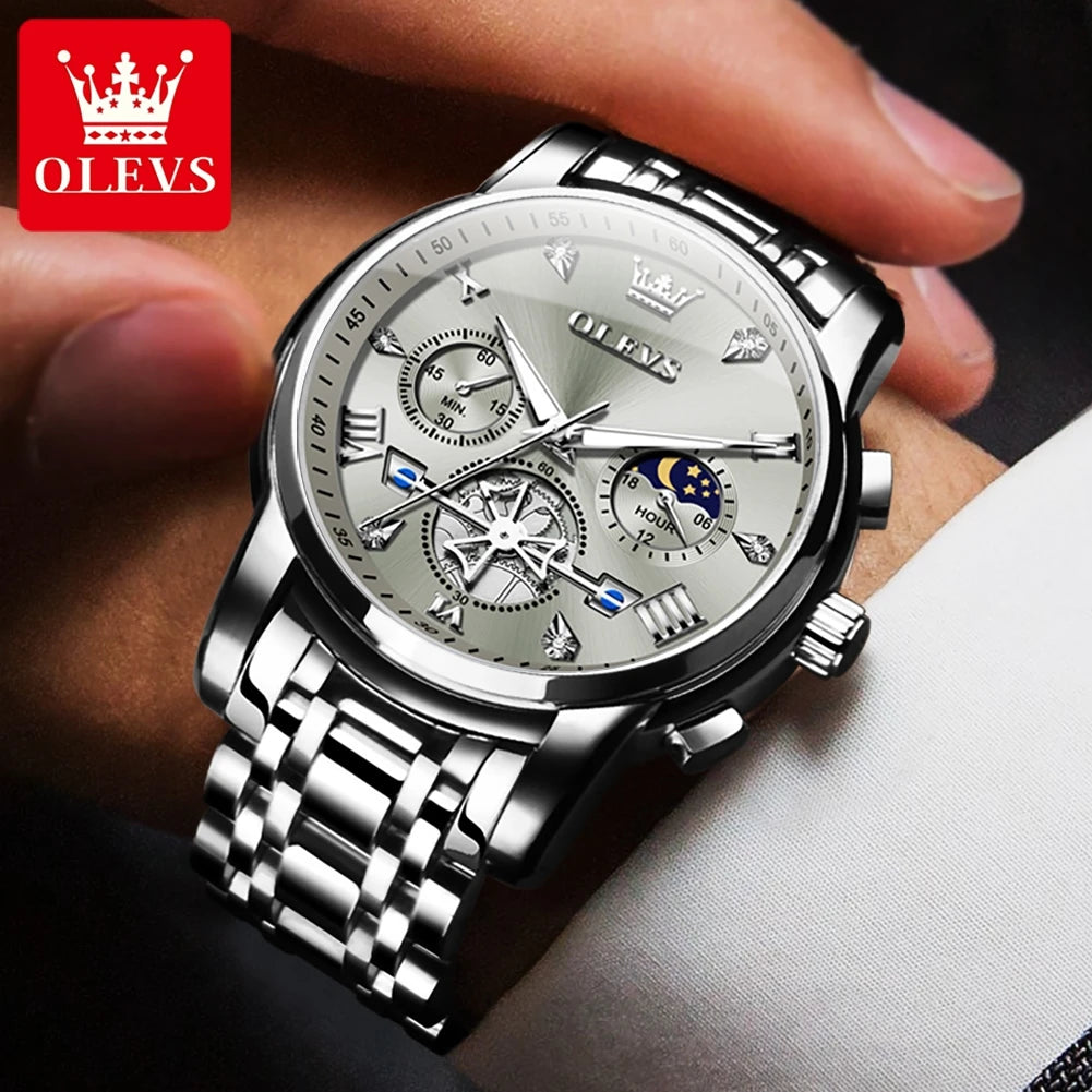 Relógio de Pulso Masculino Elegante de Quartzo com Cronógrafo