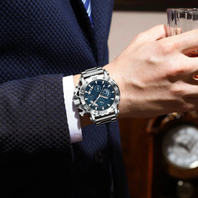 Relógio de Pulso Masculino Elegante de Quartzo com Cronógrafo – Modelo 24
