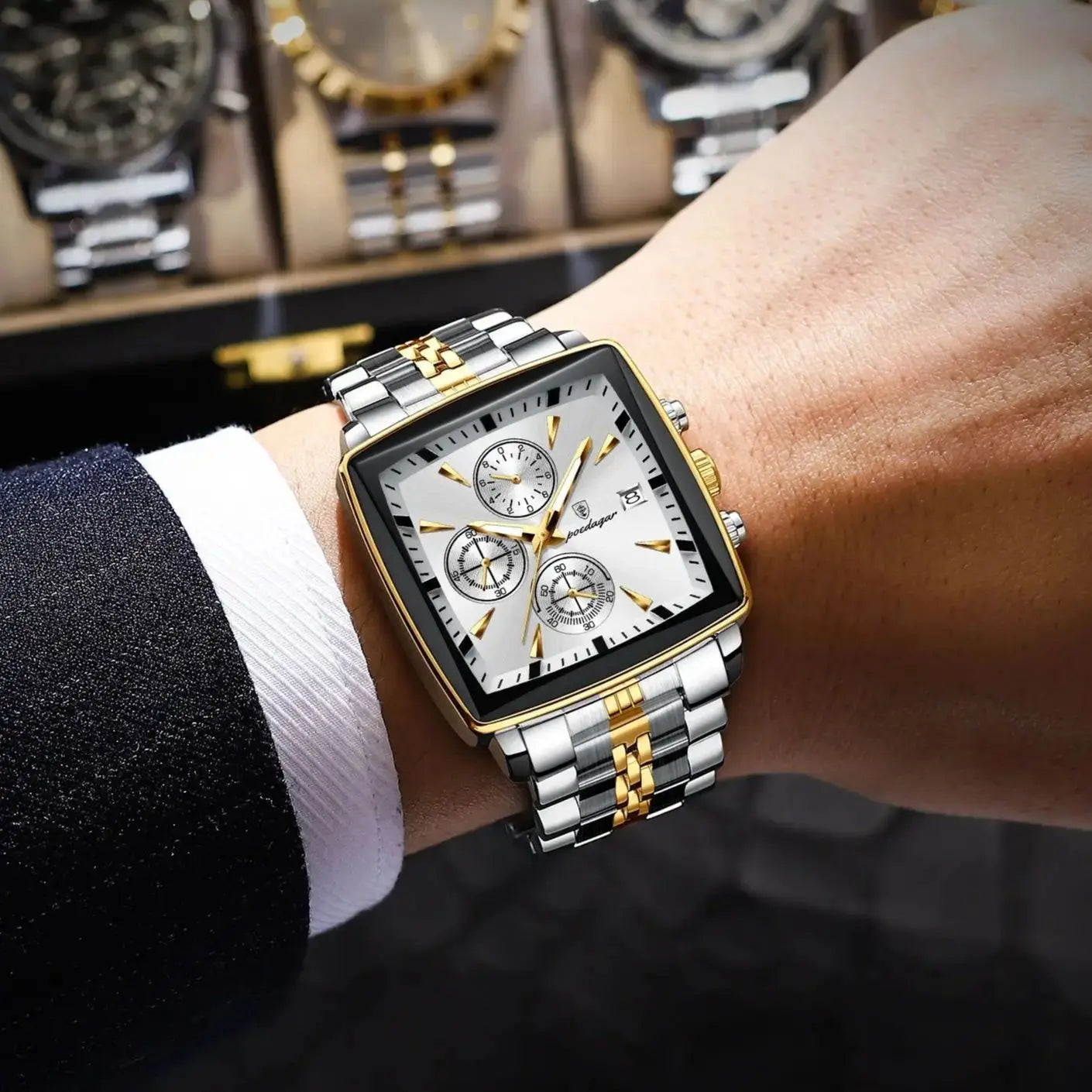 Relógio de Pulso Masculino Elegante de Quartzo com Cronógrafo – Modelo 25