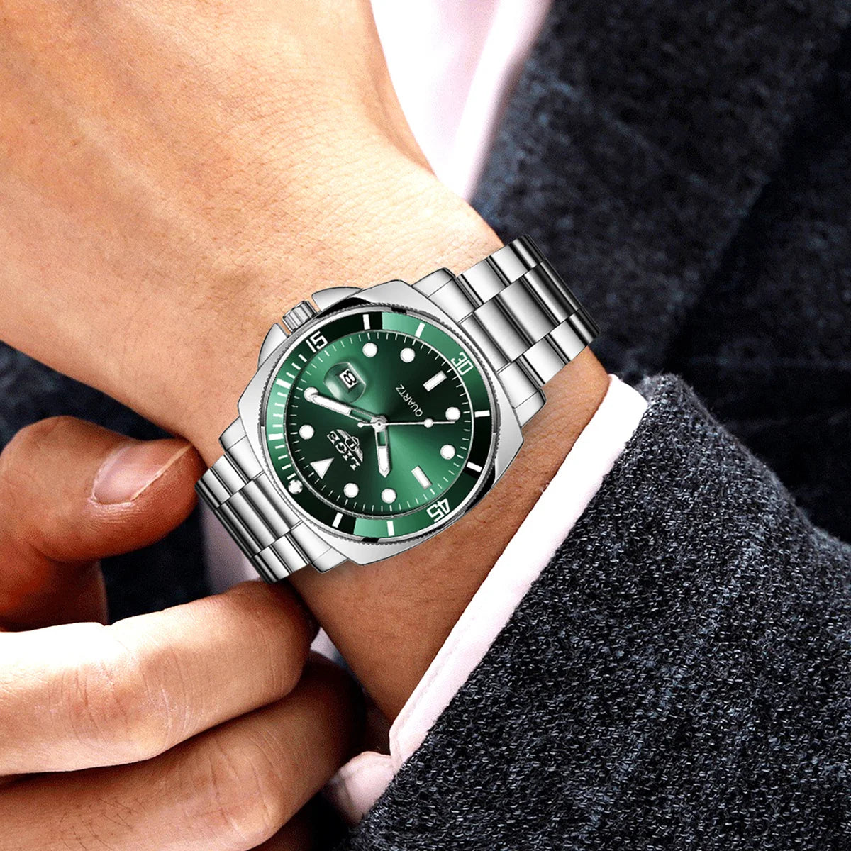 Relógio de Pulso Masculino Elegante de Quartzo com Luminoso
