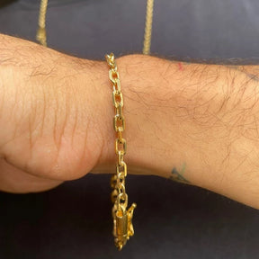 Kit Conjunto Cordão Corrente Colar e Pulseira Cadeado 4mm 100% Moeda Antiga