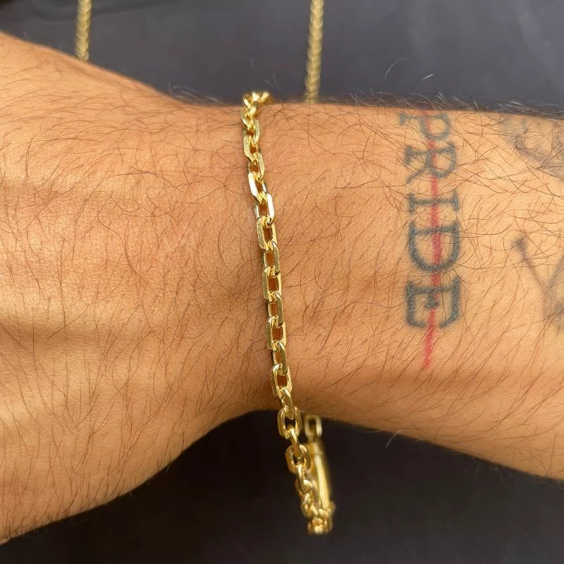 Kit Conjunto Cordão Corrente Colar e Pulseira Cadeado 4mm 100% Moeda Antiga