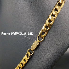 Corrente Cordão 10mm Moeda Antiga Legítima Não Perde Cor + Pingente Cavalo Ferradura Grande