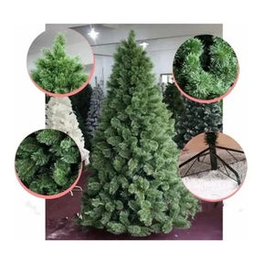 Arvore De Natal Pinheiro 2,10 Metros 566 Galhos Verde / Nevada C/ Neve e Branca Modelo Luxo 1,80m