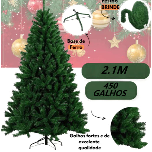 Árvore de Natal Luxo 1,80m 2,10m - Decoração Festiva Luxuosa para Natal