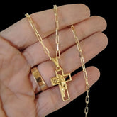 Cordão Corrente 100% Moeda Antiga Cadeado Alongado 3mm com Pingente