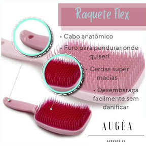 Escova de Cabelo Raquete Flex Desembaraçadora Mágica Finalização