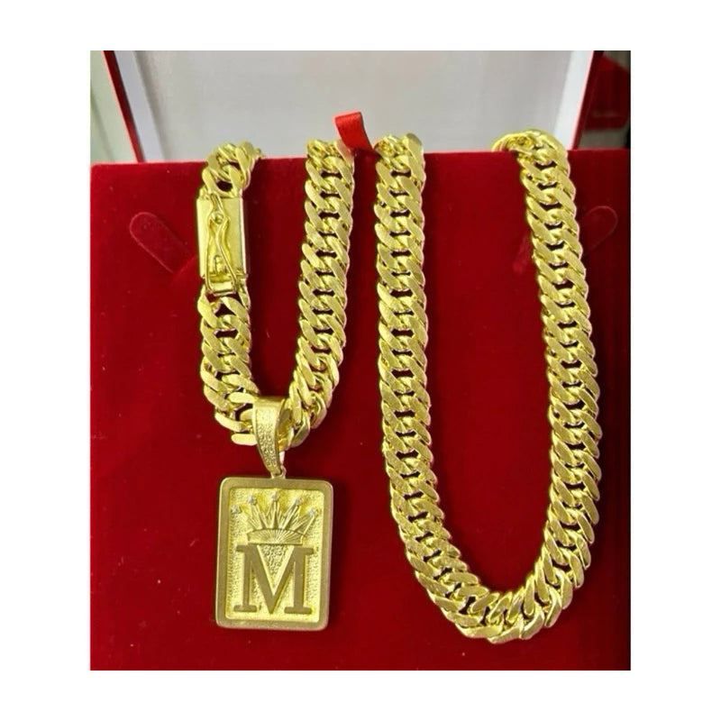 Cordão Grumet 13mm 70cm + Pingente letra da sua escolha corrente lacraia de moeda antiga