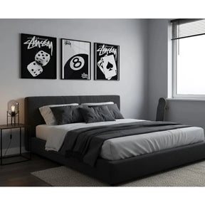 Quadros decorativos Jogos Preto e branco sala quarto interna da sua casa (3 peças)
