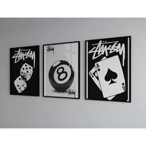 Quadros decorativos Jogos Preto e branco sala quarto interna da sua casa (3 peças)