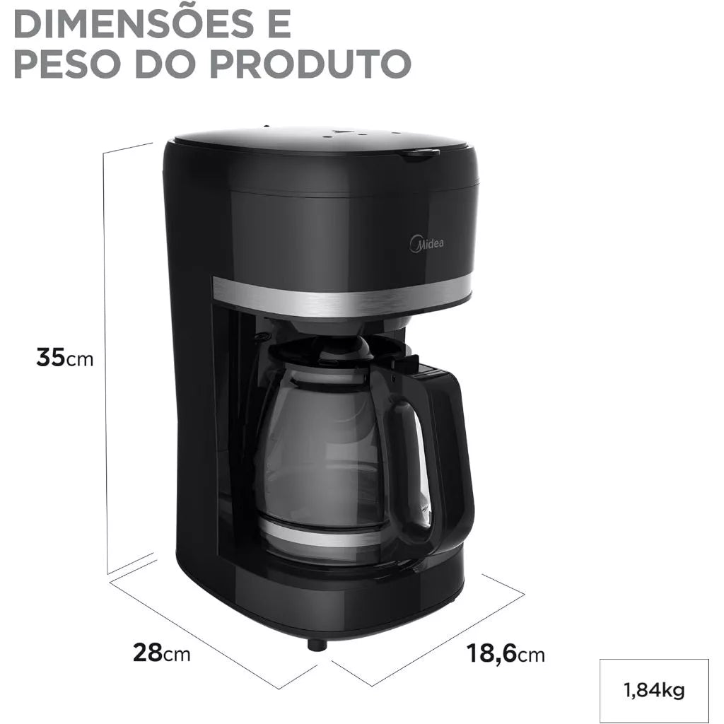 Midea Cafeteira Elétrica Preta 1,5L -110V