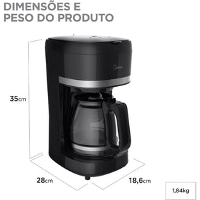 Midea Cafeteira Elétrica Preta 1,5L -110V