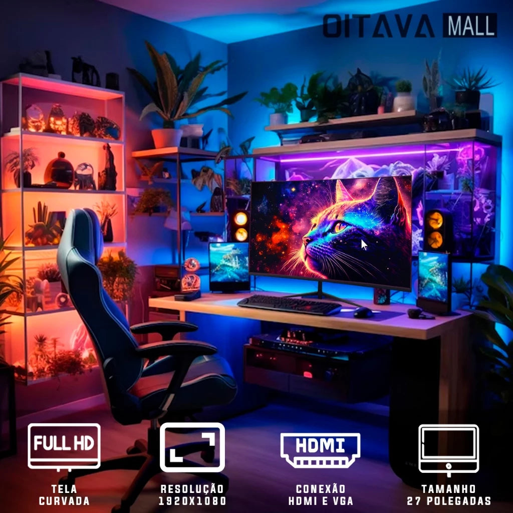 Monitor Gaming Serie Tela Led Reta/Curva 34", 27" ou 23,6'' Full HD 100Hz 1ms - ESCOLHA POR MODELO